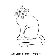 180x195 Woman Face Sketch Black And White Simple Line Illustration. - Simple Cat Face Sketch