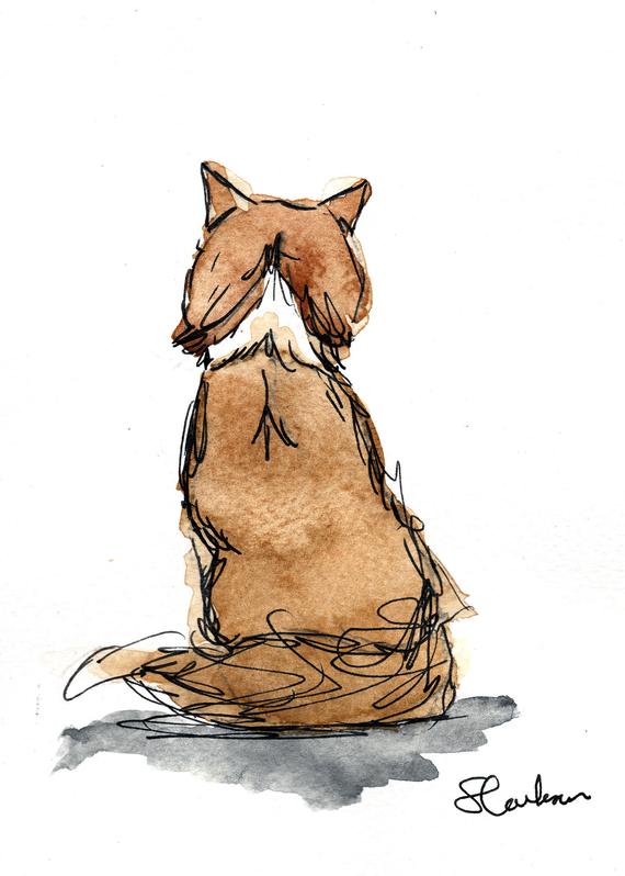 570x798 Brown Cat Print Fluffy Cat Drawing Simple Cat Sketch Bald Etsy - Simple Cat Sketch