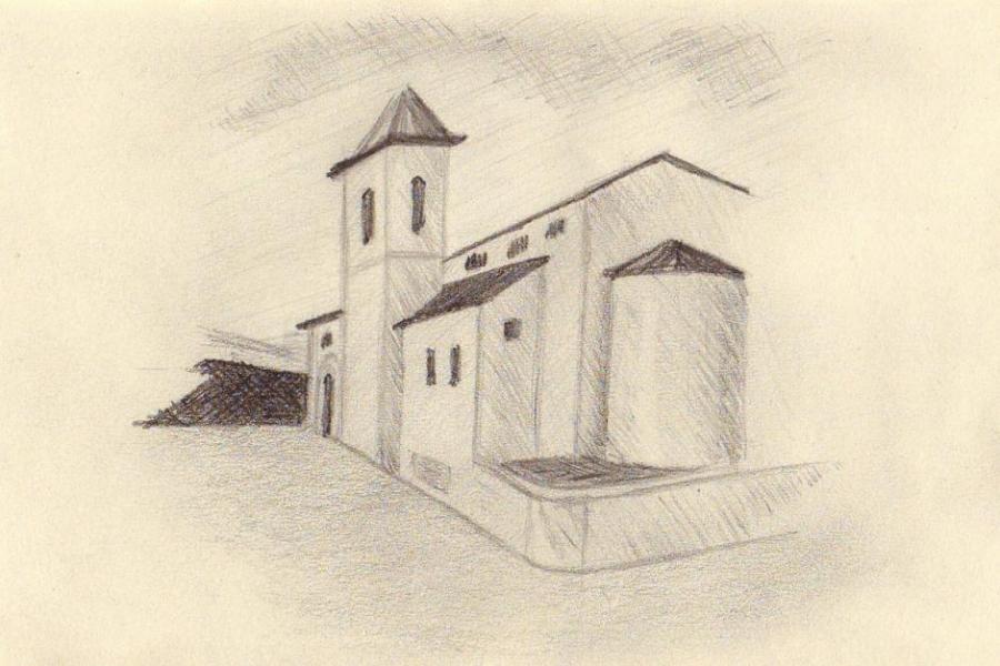 900x600 Romanic Church. Life People. Drawings. Pictures. Drawings Ideas - Simple Church Sketch