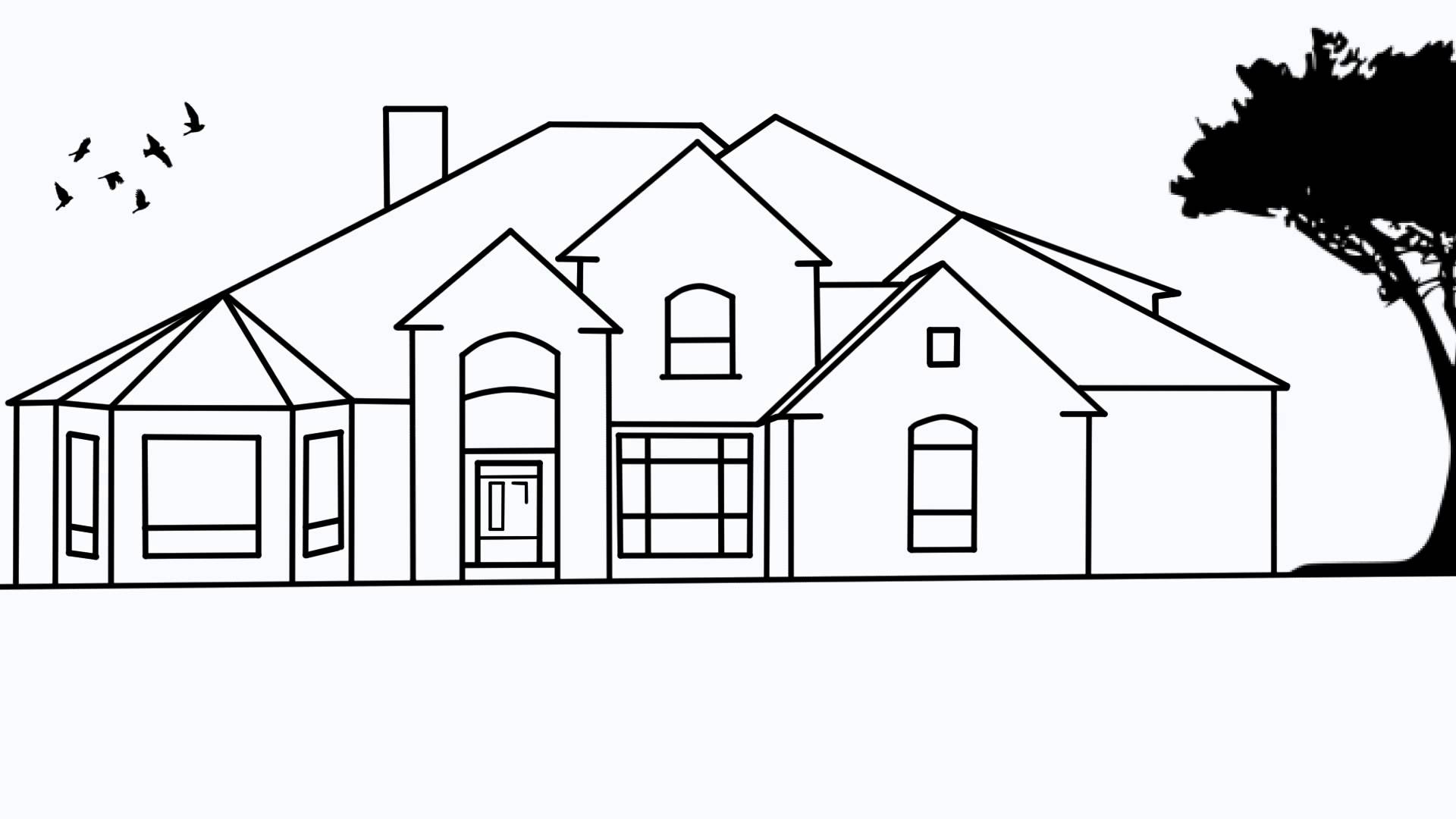 1920x1080 Simple Dream House Drawing Sketch Modern House, Easy To Draw House - Simple Church Sketch