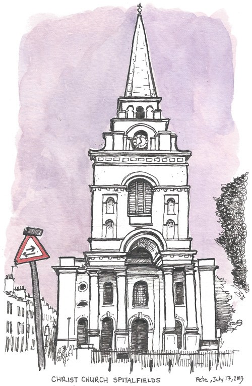 500x766 Christ Church Spitalfields Petescully - Simple Church Sketch