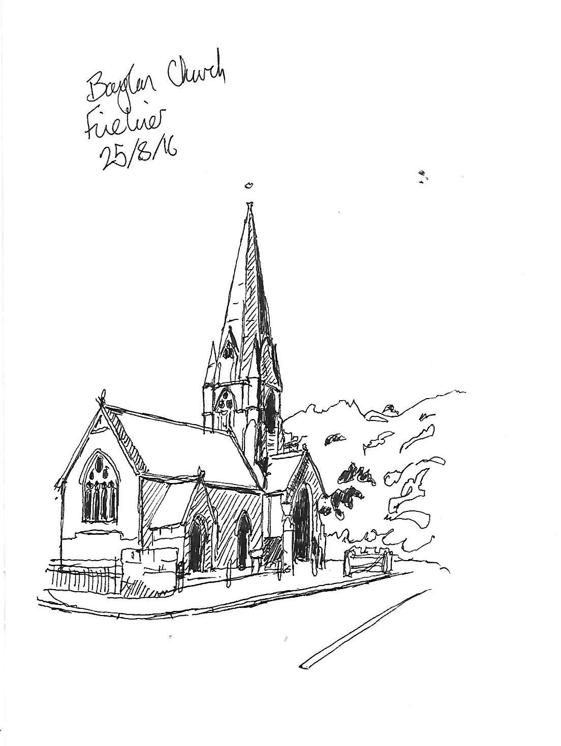 1104x1469 David Clark Art - Simple Church Sketch