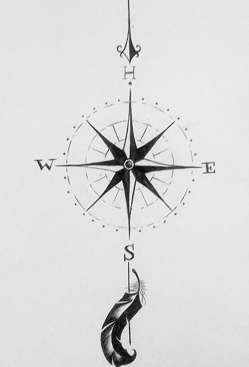 800x1175 Compass Tattoos - Simple Compass Sketch