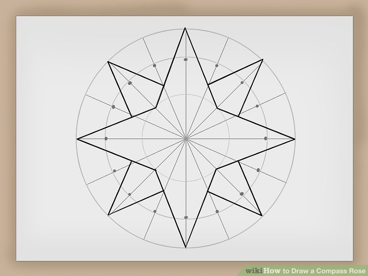 728x546 How To Draw A Compass Rose 12 Steps (With Pictures) - Simple Compass Sketch