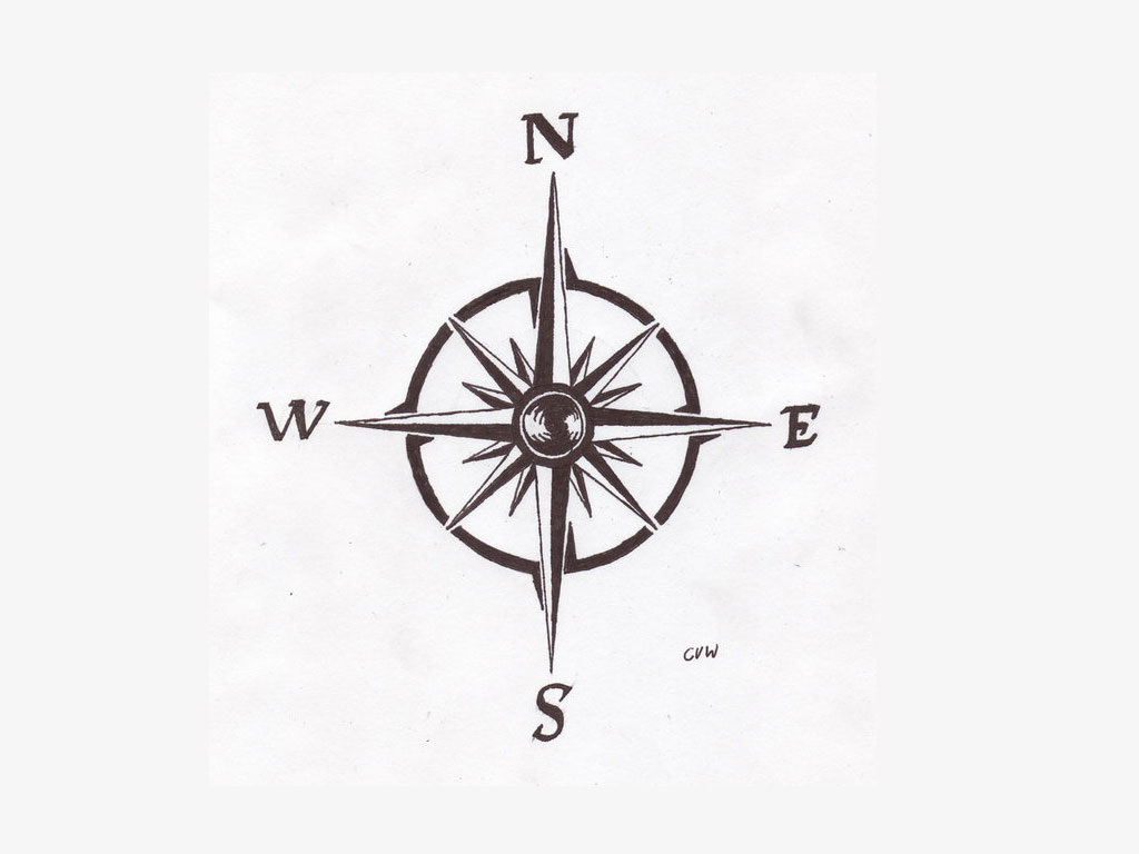 1024x768 Simple Compass Tattoo Design Idea - Simple Compass Sketch