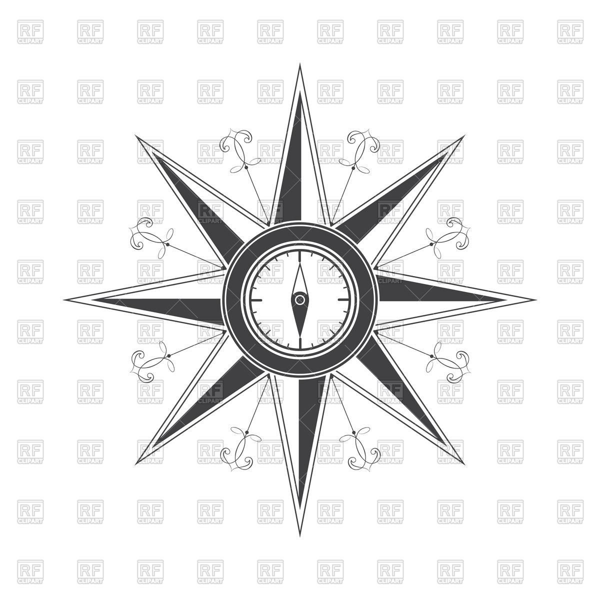 1200x1200 Simple Compass Rose (Wind Rose) Vector Image Vector Artwork Of - Simple Compass Sketch