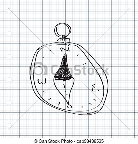 450x470 Simple Doodle Of A Compass. Simple Hand Drawn Doodle Of A - Simple Compass Sketch