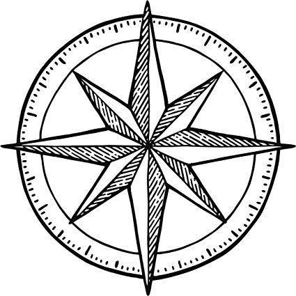 425x425 Simple Dainty Hipster Compass Sketch Vinyl Decal - Simple Compass Sketch
