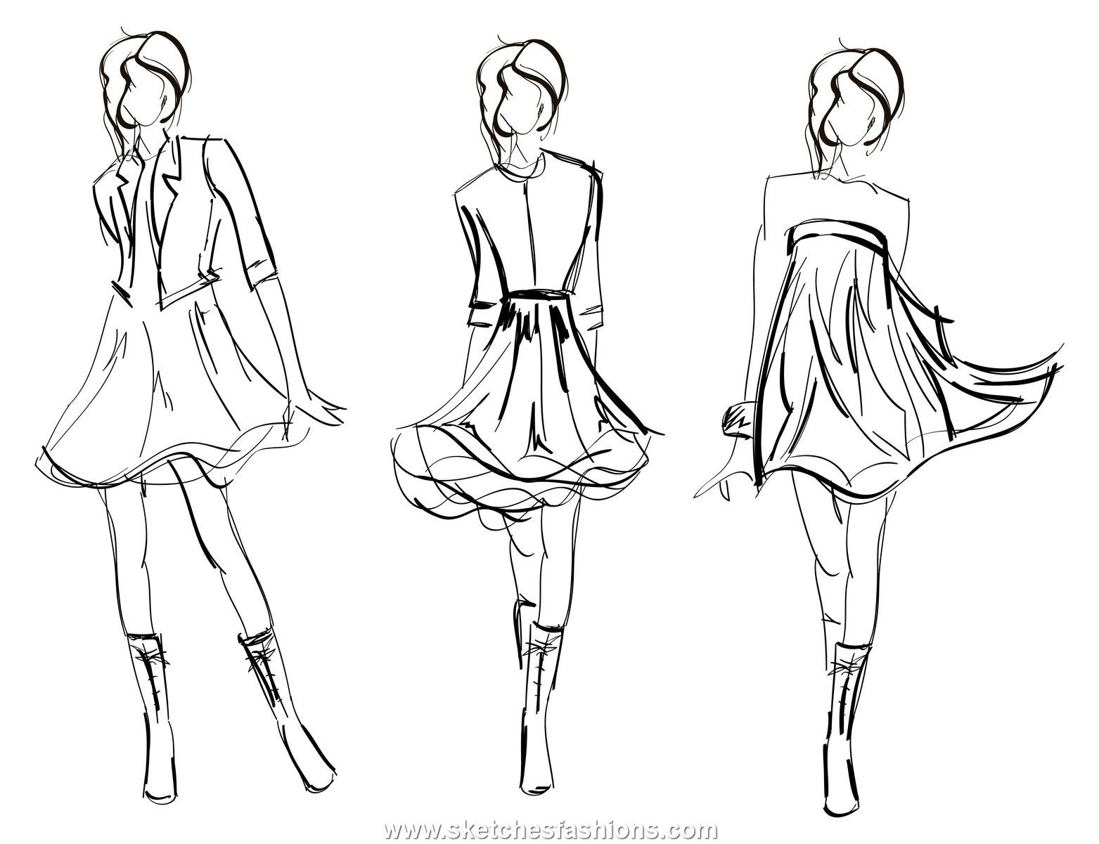 1563x1201 Pictures Easy Sketches Of Girl Fashion Drawing Simple Dress - Simple Design Sketches