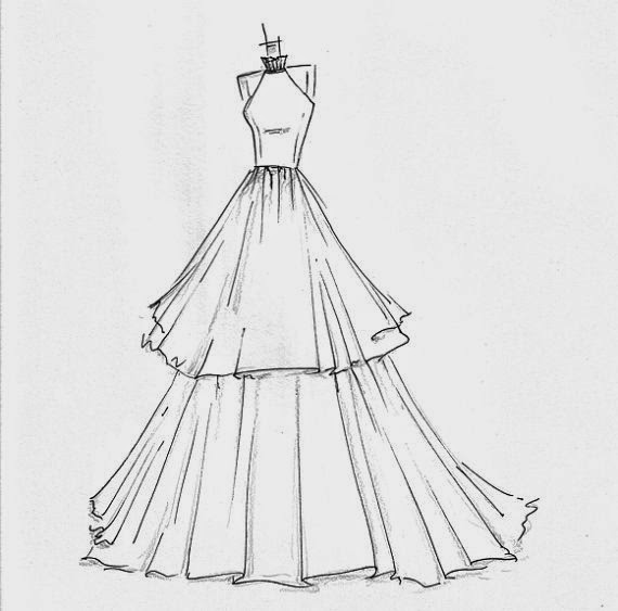 Simple fashion design sketches of dresses