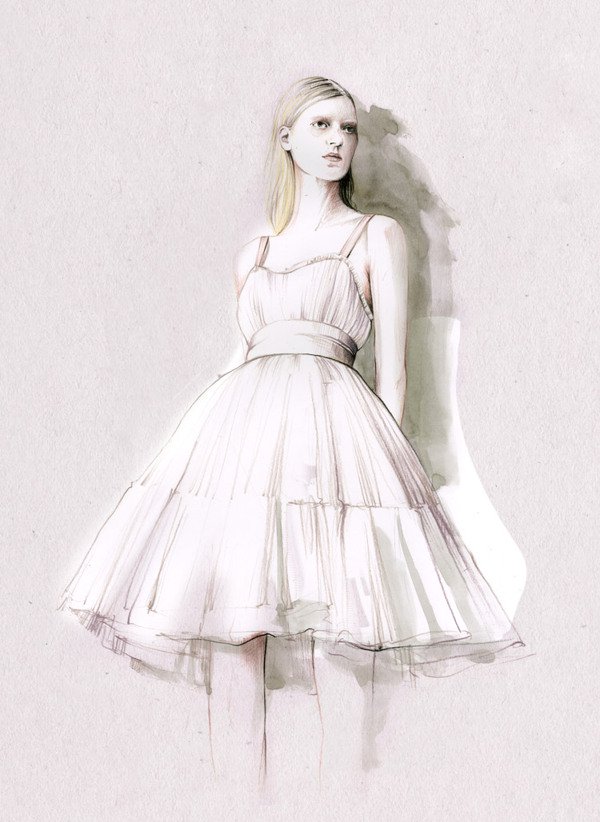 600x822 50 Amazing Fashion Sketches Art And Design - Simple Dress Sketches