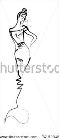 198x470 Bb Simple Fashion Sketch A Bold Line Drawing Of A Fashion - Simple Fashion Sketches
