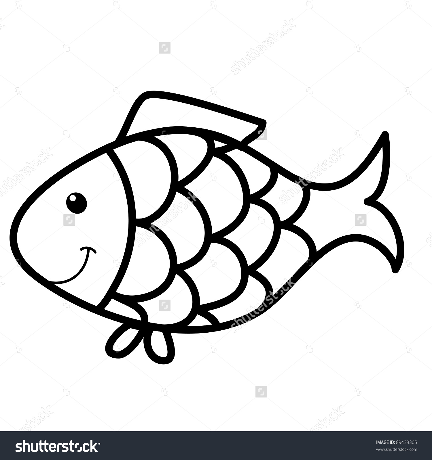 Рыбка с чешуей для раскрашивания