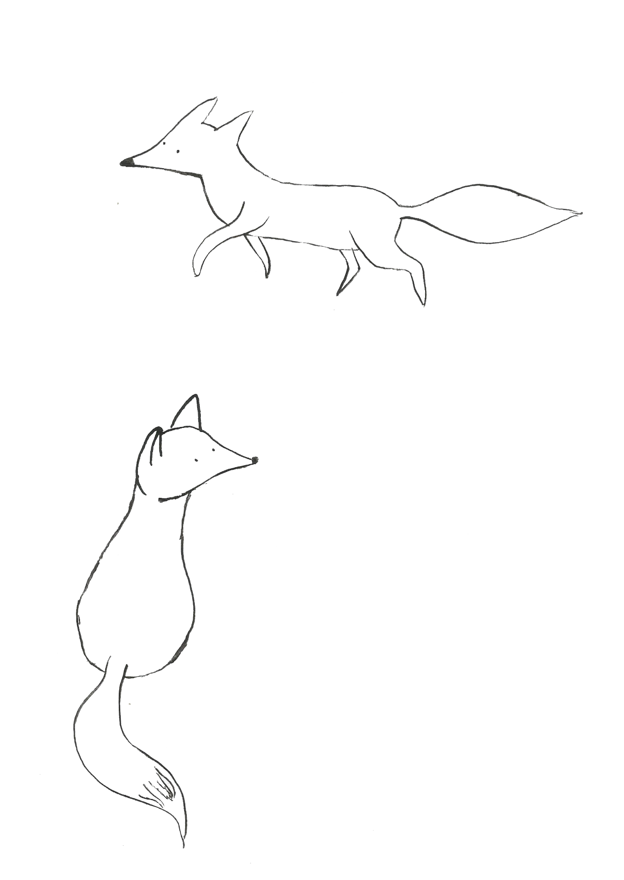 1240x1748 Simple Fox Drawing - Simple Fox Sketch