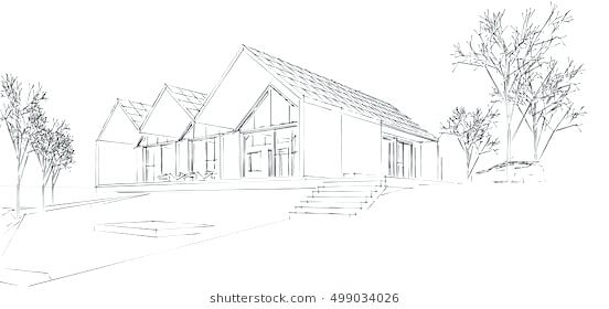 552x280 Simple House With Garden Sketch Simple House Drawings Simple - Simple Garden Sketch