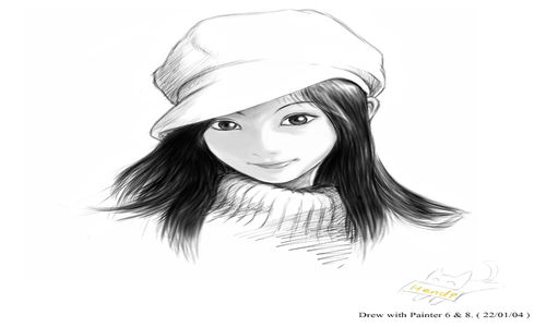 500x300 Simple Girl Face Sketch - Simple Girl Sketch