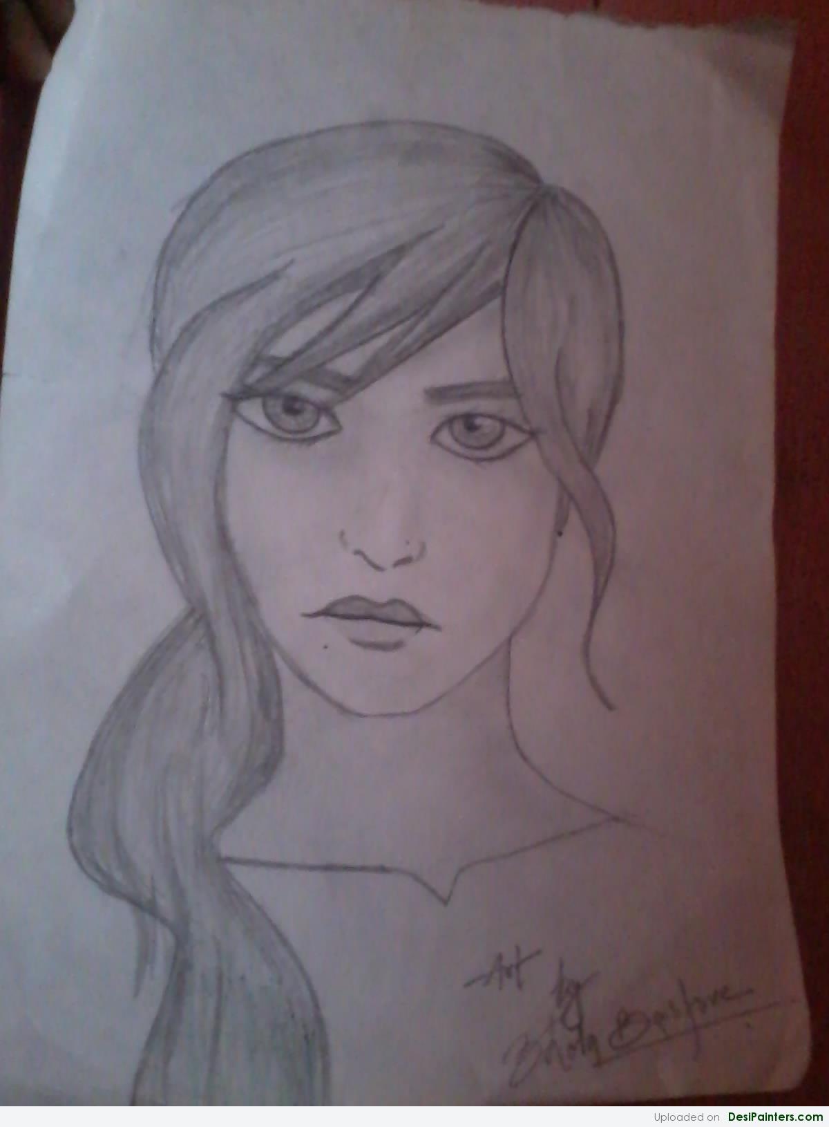 1200x1630 Sketch Of A Simple And Sweet Girl - Simple Girl Sketch