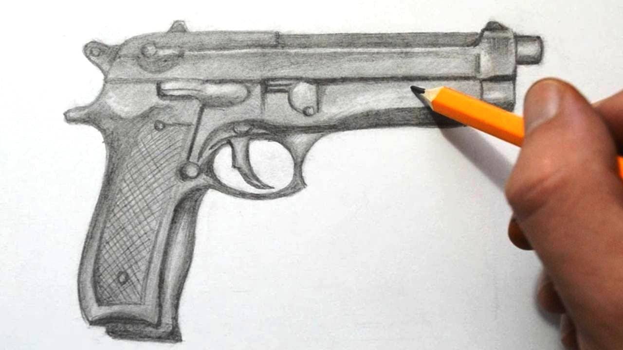 1280x720 How To Draw A Gun Quick Sketch - Simple Gun Sketch