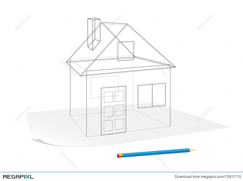 800x596 Simple House Sketch Illustration 12911715 - Simple House Sketch