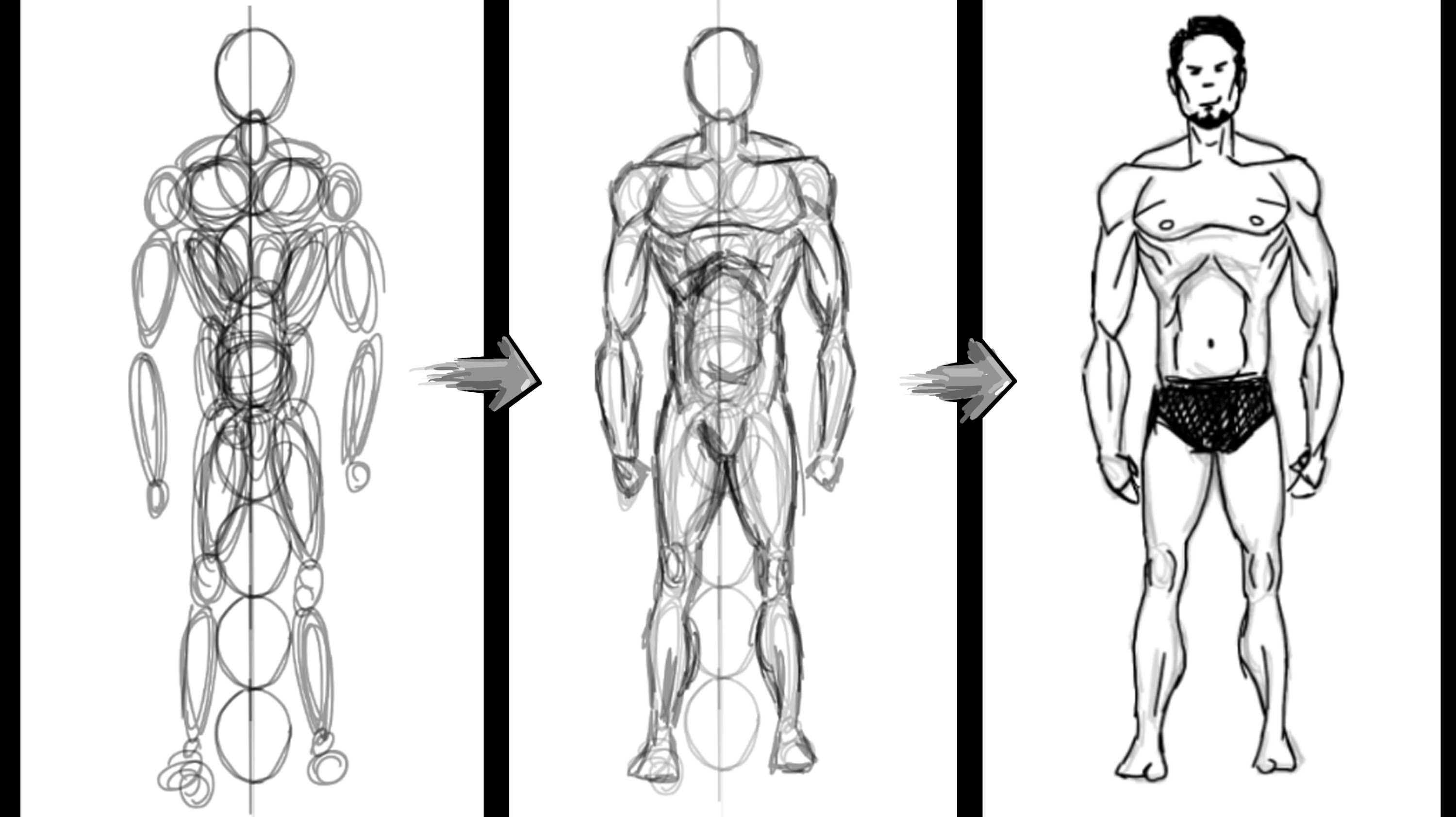 3000x1683 How To Draw A Basic Human Figure Using Circles Only - Simple Human Body Sketch