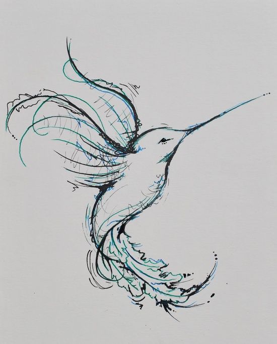 550x683 Simple Hummingbird Tattoo On Ribs - Simple Hummingbird Sketch