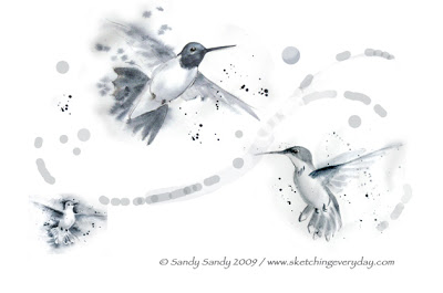 400x265 Drawing Everyday Final Hummingbird Sketch - Simple Hummingbird Sketch