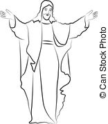 156x178 Jesus Christ. Simple Black Sketch Of Crucified. - Simple Jesus Sketch