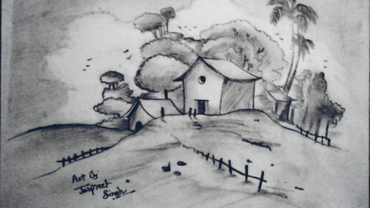 1280x720 How To Draw Easy And Simple Landscape For Begginers With Pencil - Simple Landscape Sketch