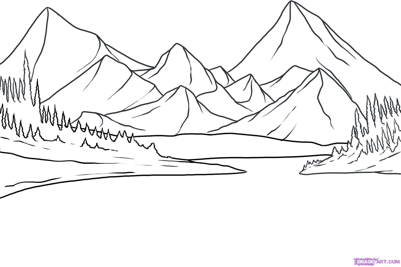 1676x1117 Simple Landscape Sketches The First Step To Drawing A Lake Is - Simple Landscape Sketch