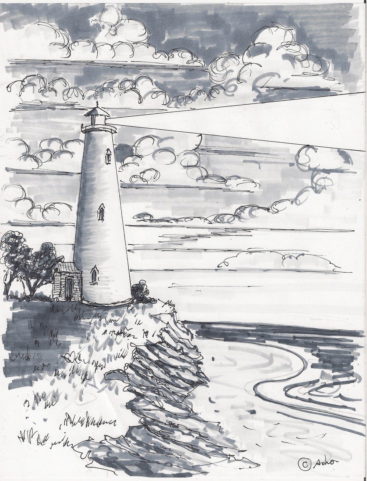 1221x1600 How To Draw Worksheets For The Young Artist How To Draw A - Simple Lighthouse Sketch