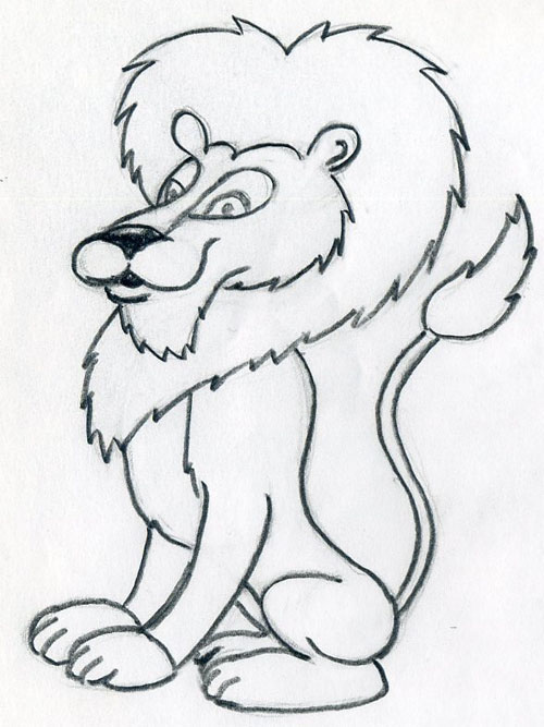 500x667 How To Draw Cartoon Lion In Few Easy Steps. - Simple Lion Sketch