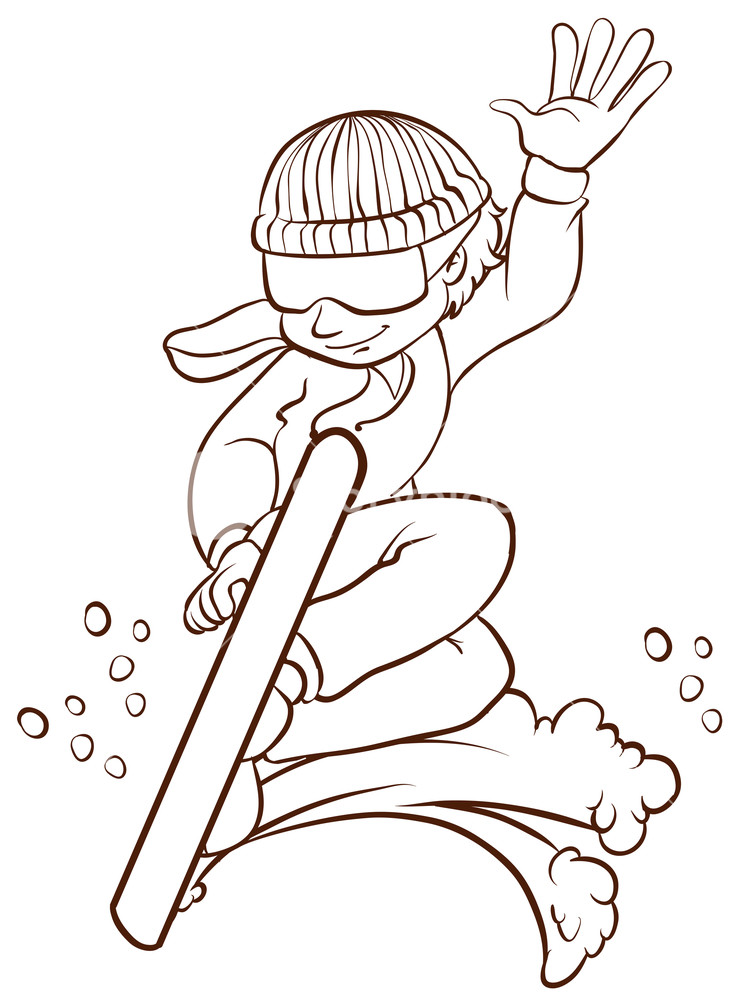 737x1000 Illustration Of A Simple Sketch Of A Man Doing A Winter Sport On A - Simple Man Sketch
