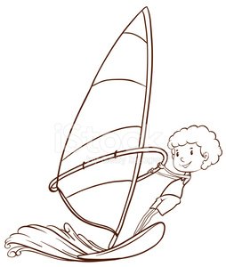 254x300 Simple Sketch Of A Man Playing In The Sea Premium Clipart - Simple Man Sketch