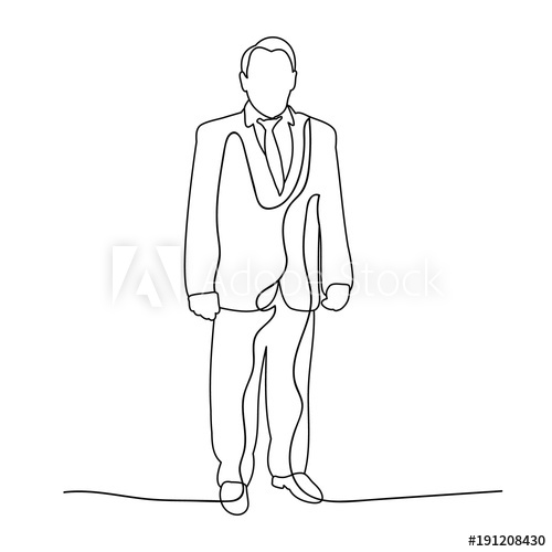 500x500 Vector, Isolated Sketch Of A Man In A Suit, Simple Lines - Simple Man Sketch