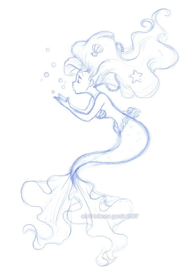 635x900 Pin By Rai On Art Projects To Try Drawings, Mermaid - Simple Mermaid Sketch