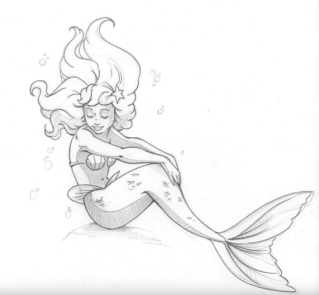 1024x945 Simple Mermaid Drawing - Simple Mermaid Sketch