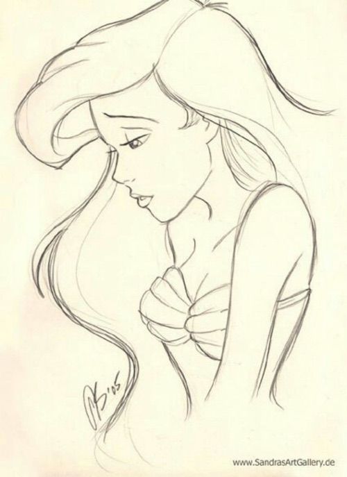 500x687 Cute Really Cute - Simple Mermaid Sketch