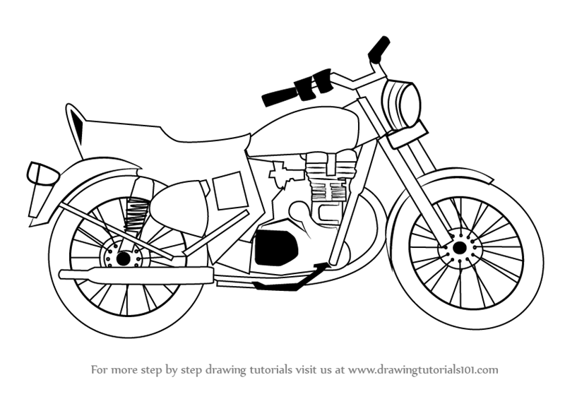 800x565 Learn How To Draw A Motorcycle (Two Wheelers) Step By Step - Simple Motorcycle Sketch