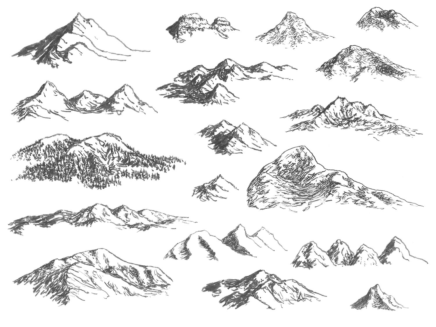 1500x1125 Pin By Diana Gonzalez On Heraldry Drawings, Mountain - Simple Mountain Sketch
