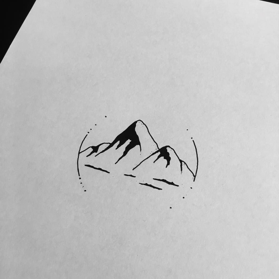 1080x1080 Drew Up This Super Simple Little Mountain Scene For A Client That - Simple Mountain Sketch