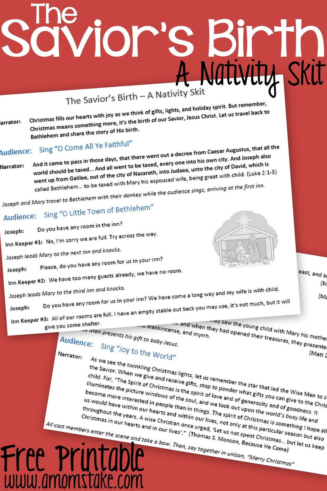1270x1904 Free Printable Nativity Skit To Act Out The Birth Of The Savior - Simple Nativity Sketch