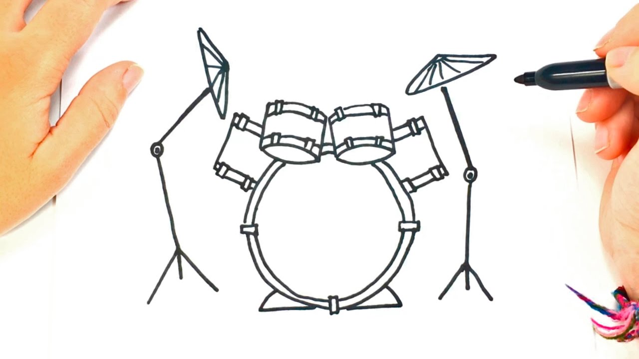 1280x720 How To Draw A Drums Drums Easy Draw Tutorial - Simple Piano Sketch