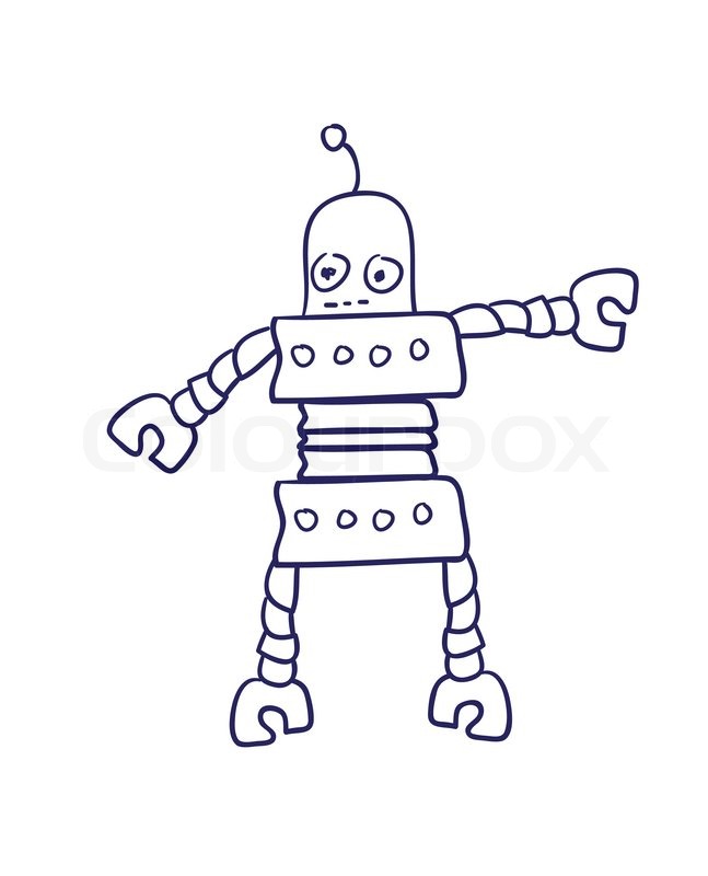 647x800 Illustration Of Simple Robot Sketch Stock Vector Colourbox - Simple Robot Sketch