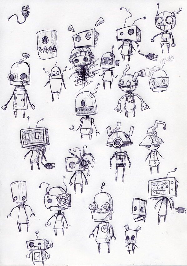 600x853 Robot Sketches - Simple Robot Sketch