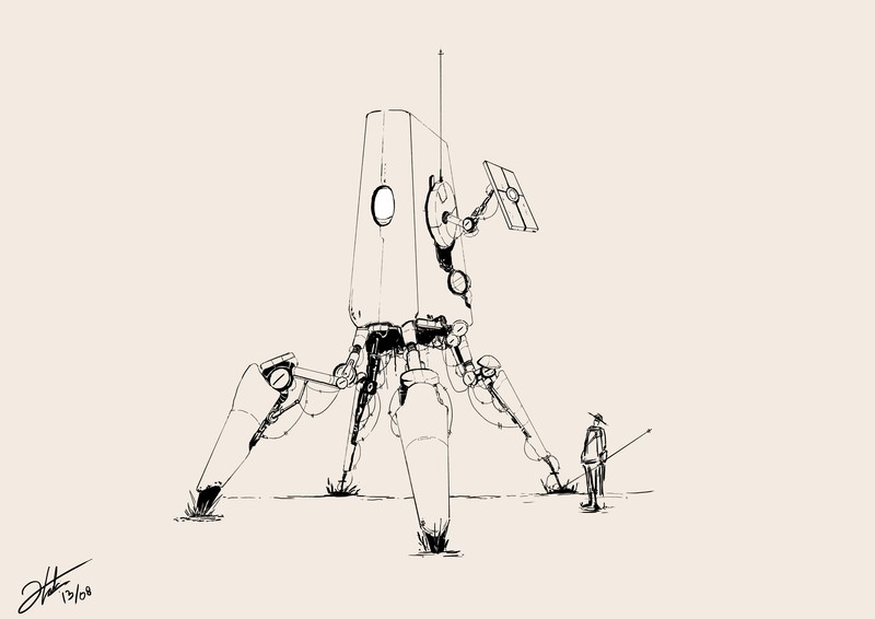 800x566 Simple Sketch Mechrobotdrones Concept Art - Simple Robot Sketch