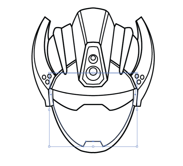 600x546 Create A Futuristic Robot Helmet In A Line Art Style In Adobe - Simple Robot Sketch