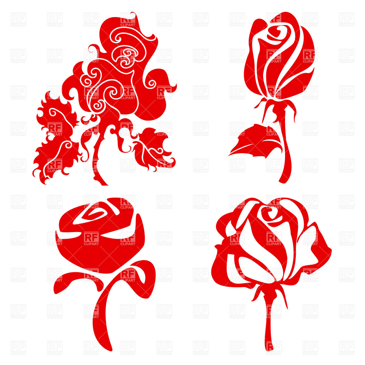 1200x1200 Simple Rose Flower Sketch In Different Styles Vector Image - Simple Rose Flower Sketch