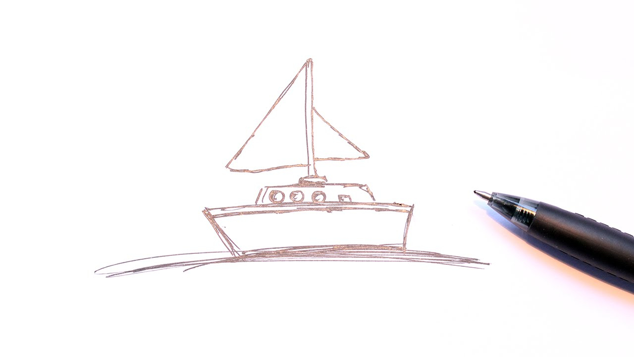 1280x720 Simple Sailboat Sketch Simple Drawing Of Boat How To Draw Simple - Simple Sailboat Sketch