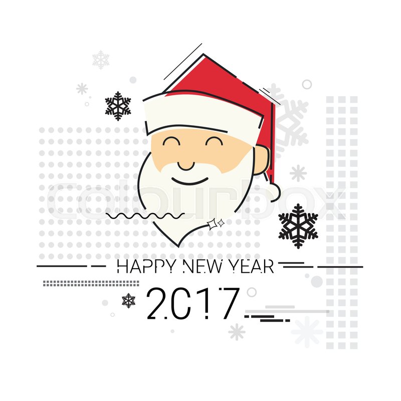 800x800 Merry Christmas Happy New Year Simple Line Sketch Banner Card - Simple Santa Sketch