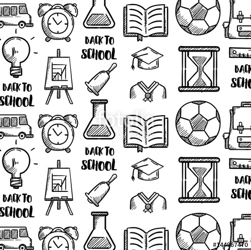 500x499 Hand Drawn Sketch Simple Icon School Set Pattern Vector - Simple School Sketch